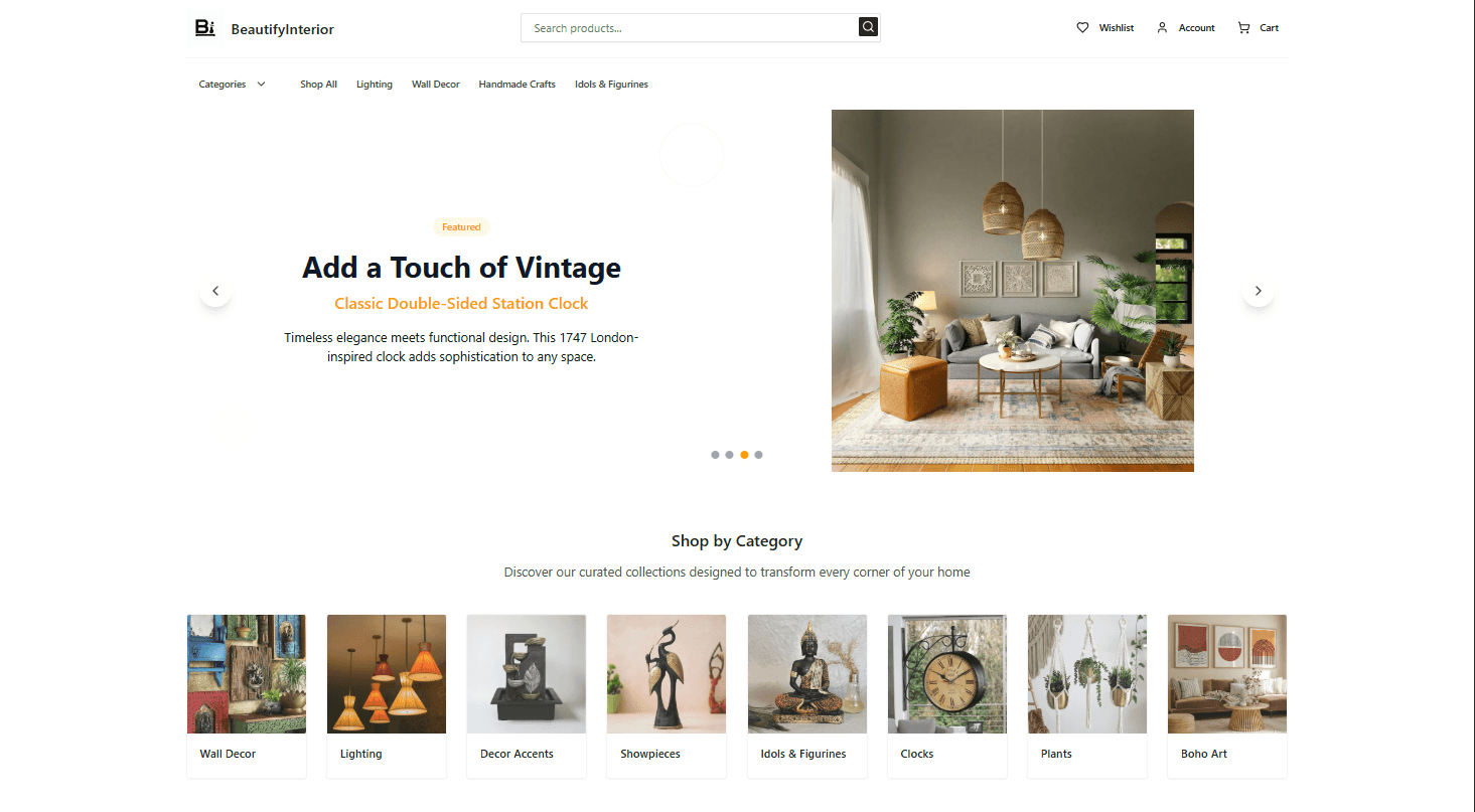 Beautify Interior - Full-Stack E-commerce Solution
